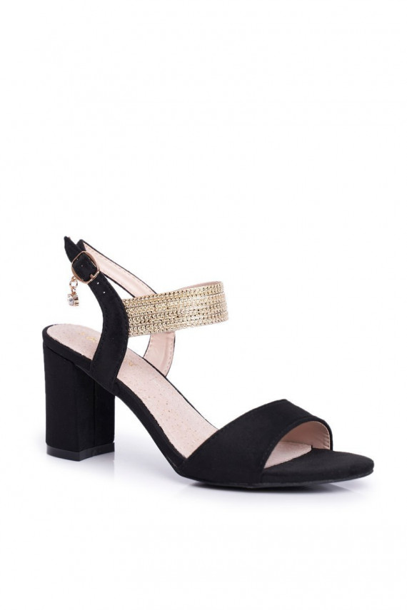 Women's Stiletto Sandals Suede Black Enjoy