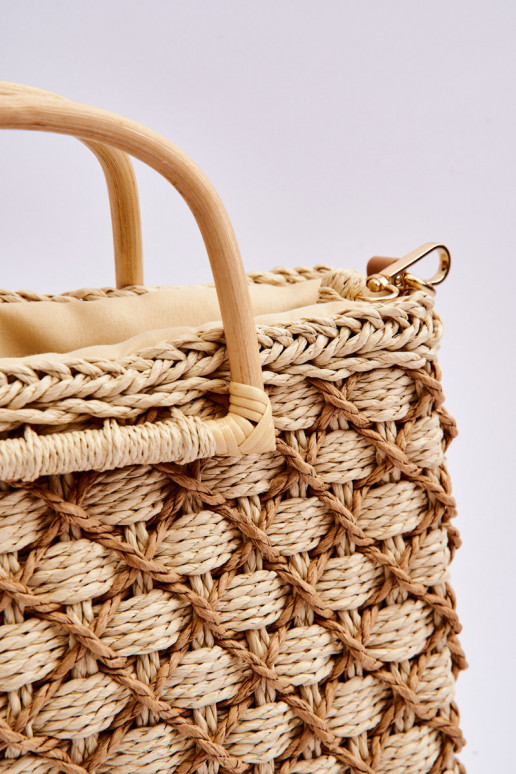 Braided Rigid Messenger Bag Light Beige