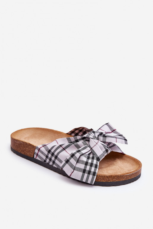 Women's Slides With Bow On The Platform Gray Vero