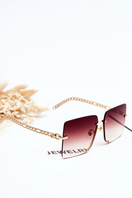 Square Sunglasses Prius V508 Gold & Brown-Pink