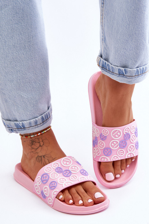 Women's Slippers With Emoticons Pink Cosette