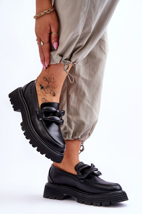 Leather Moccasins Shoes Big Star LL274580 Black