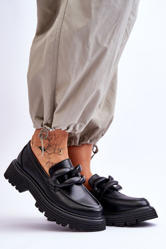 Leather Moccasins Shoes Big Star LL274580 Black