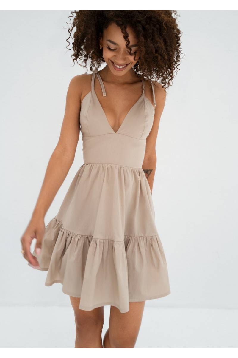 Alexa Beige mini summer dress