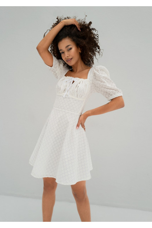 Lucy - White openwork mini dress