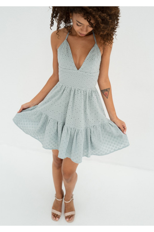 Krissy - Minty openwork mini dress