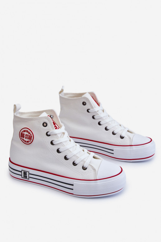 Women's High Textile Platform Sneakers Big Star White