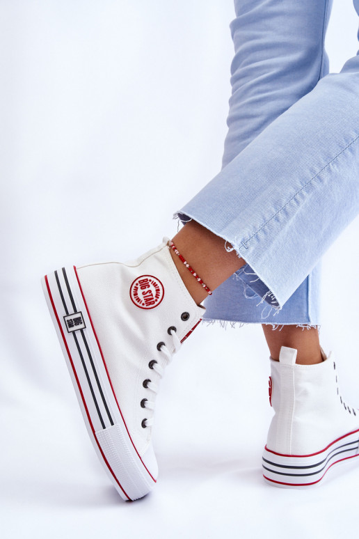 Women's High Textile Platform Sneakers Big Star LL274185 White Women's High Textile Platform Sneakers Big Star LL274185 White