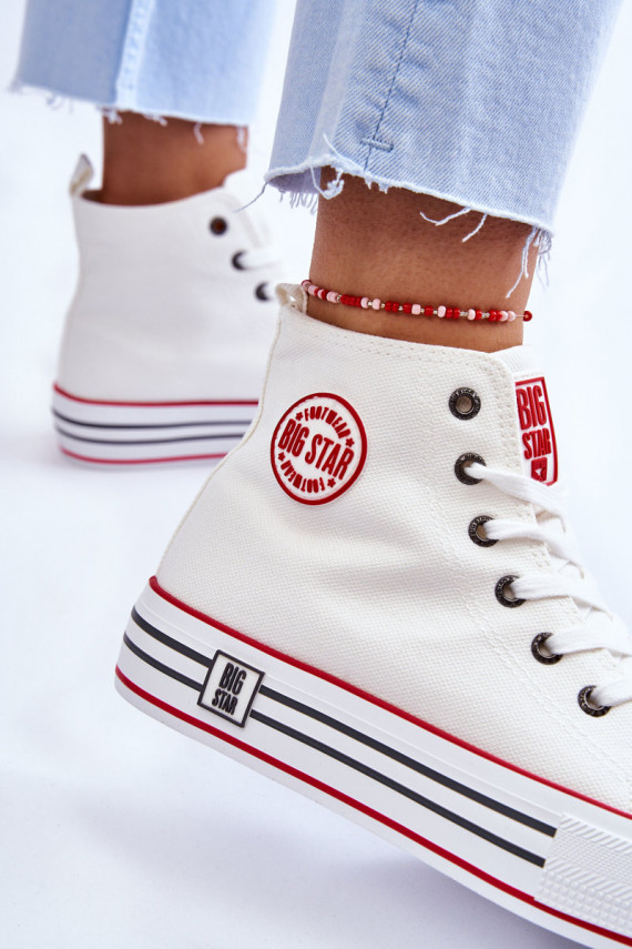 Women's High Textile Platform Sneakers Big Star White