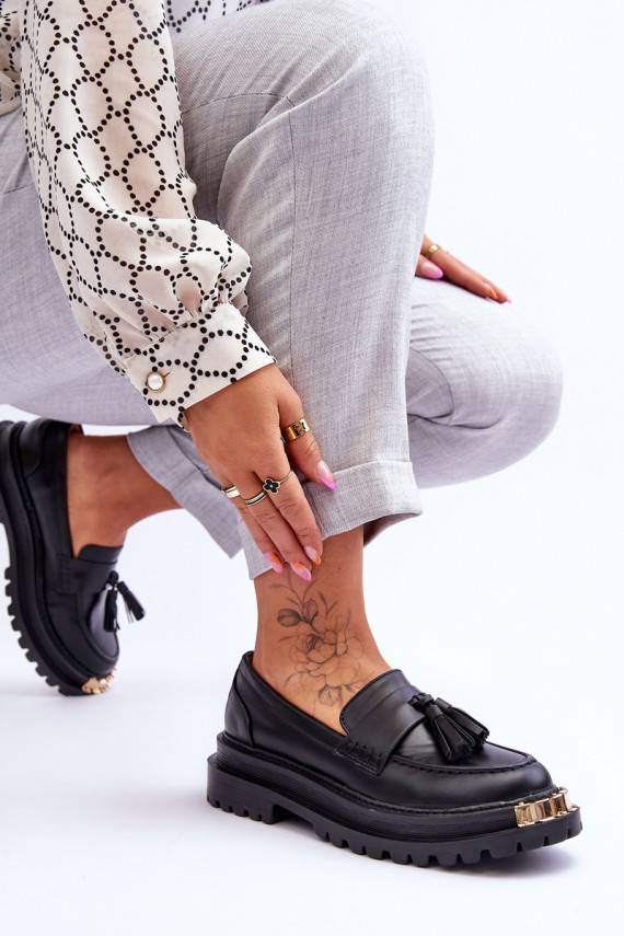 Classic Suede Loafers With Embellishment Black Monaro 