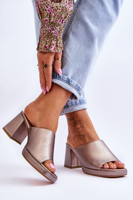 Fashionable Heeled Slippers Sergio Leone Dark silver