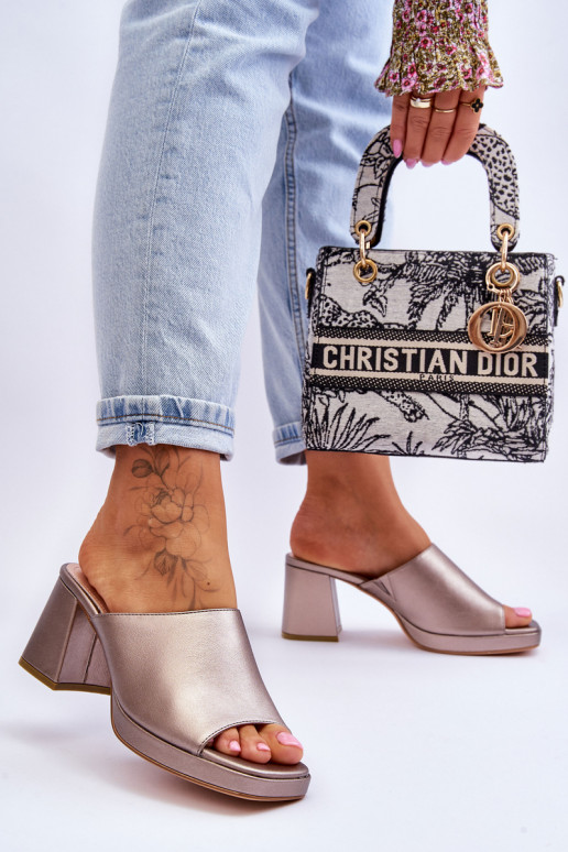 Fashionable Heeled Slippers Sergio Leone Dark silver