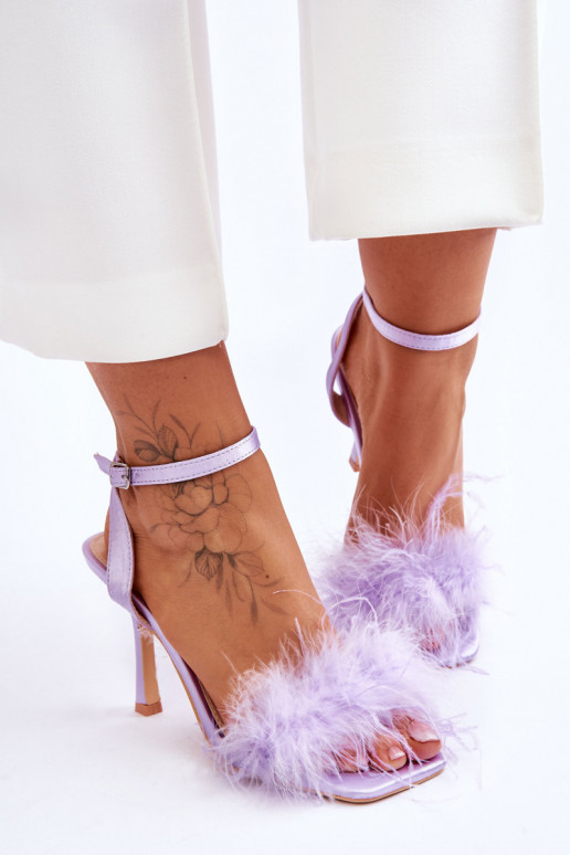 Women's Sandals With Feathers Violet Tiffany