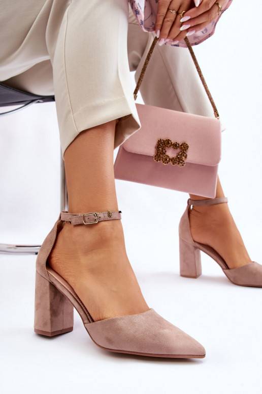  Suede Heel Pumps Dark Beige Lexie