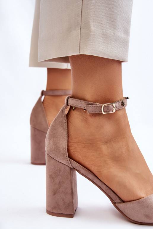  Suede Heel Pumps Dark Beige Lexie