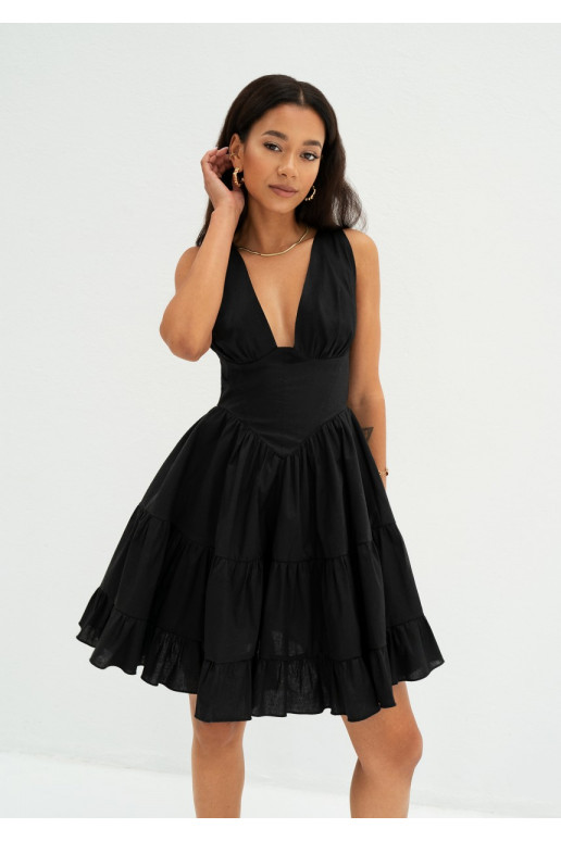 Liya - Black tiered mini dress