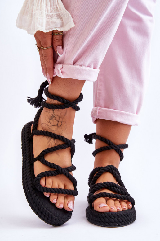 Tied Sandals On A Massive Platform Black Can't Wait