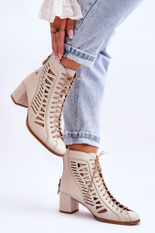 Leather Openwork Boots Maciejka 05508-22 Light beige Leather Openwork Boots Maciejka 05508-22 Light beige