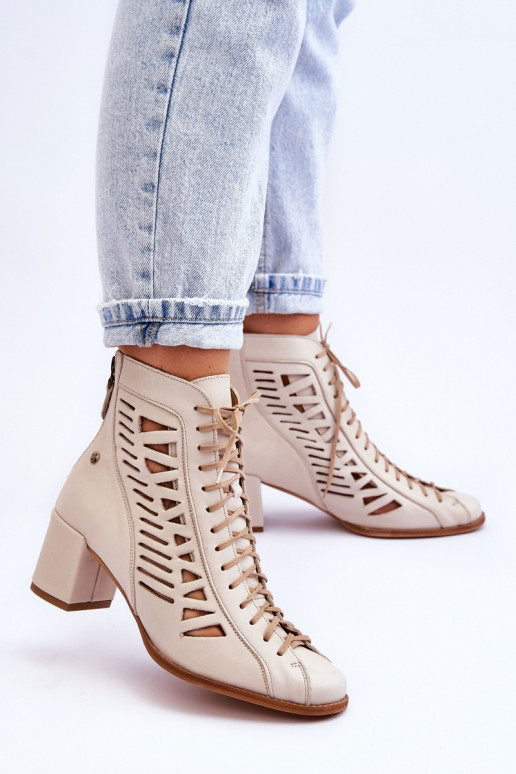 Leather Openwork Boots Maciejka 05508-22 Light beige Leather Openwork Boots Maciejka 05508-22 Light beige