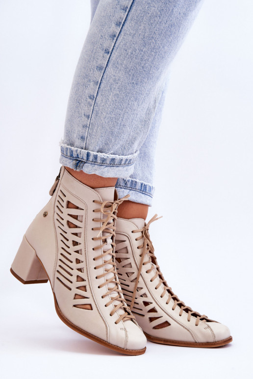 Leather Openwork Boots Maciejka 05508-22 Light beige Leather Openwork Boots Maciejka 05508-22 Light beige