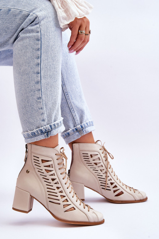 Leather Openwork Boots Maciejka 05508-22 Light beige Leather Openwork Boots Maciejka 05508-22 Light beige