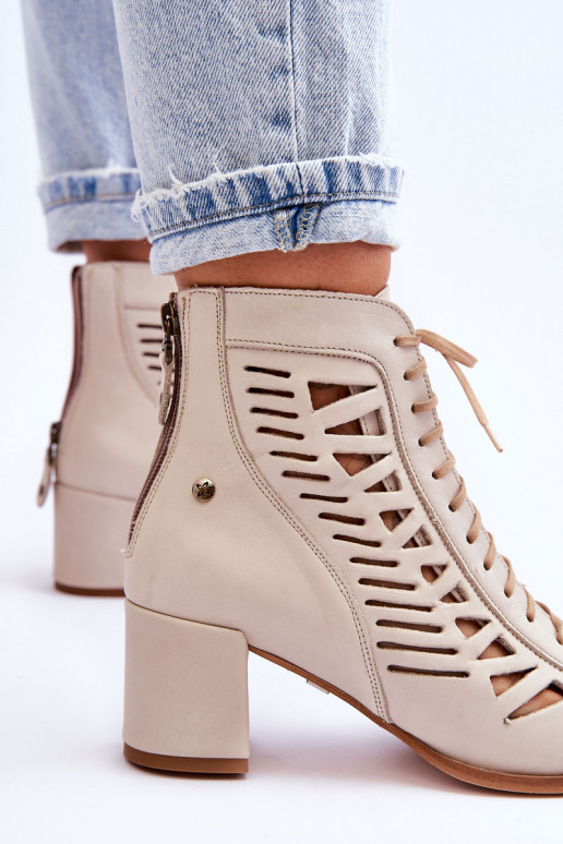Leather Openwork Boots Maciejka 05508-22 Light beige Leather Openwork Boots Maciejka 05508-22 Light beige