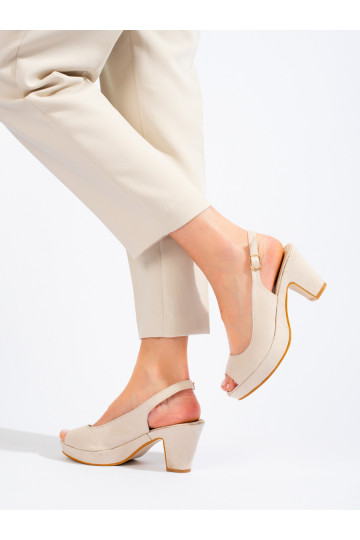 sandals of suede na wygodnym obcasie Shelovet beige 2