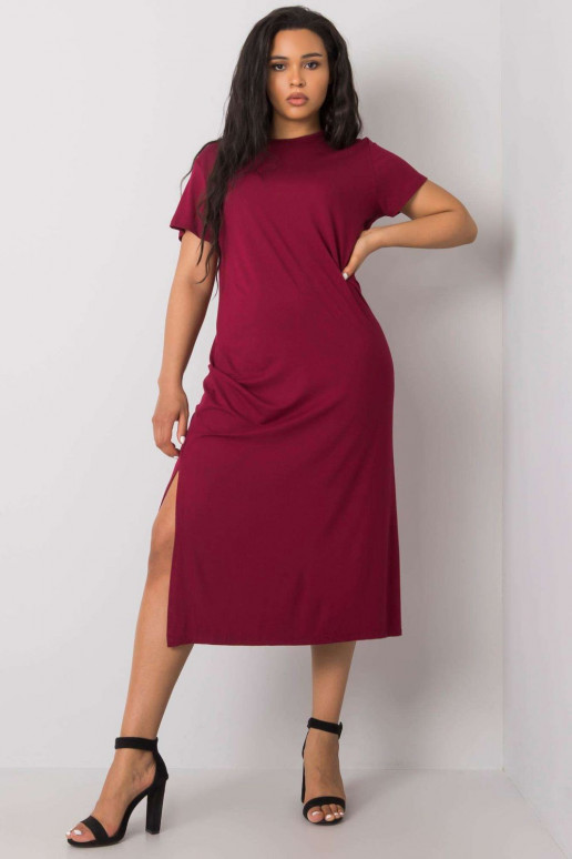 Plus size suknelė bordo spalvos