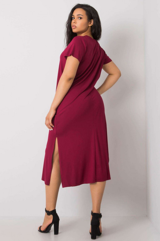 Plus size suknelė bordo spalvos