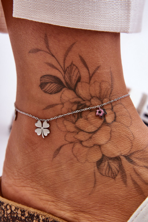 Ankle Bracelet With Fashionable Charms Silver
