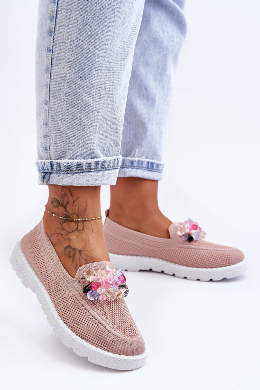 Women's Slip-on Tennis Sneakers with Decoration Pink Taylor