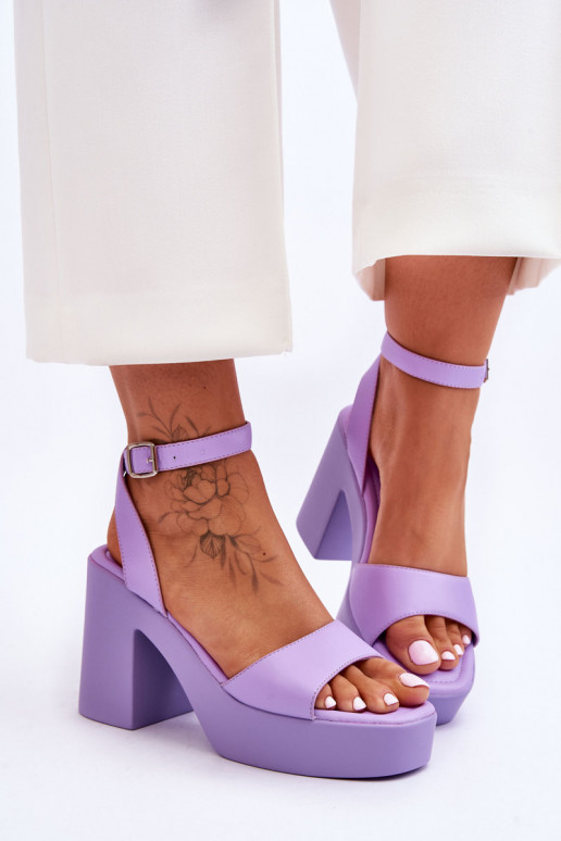 Fashionable Sandals On Massive Heel Violet Karmine