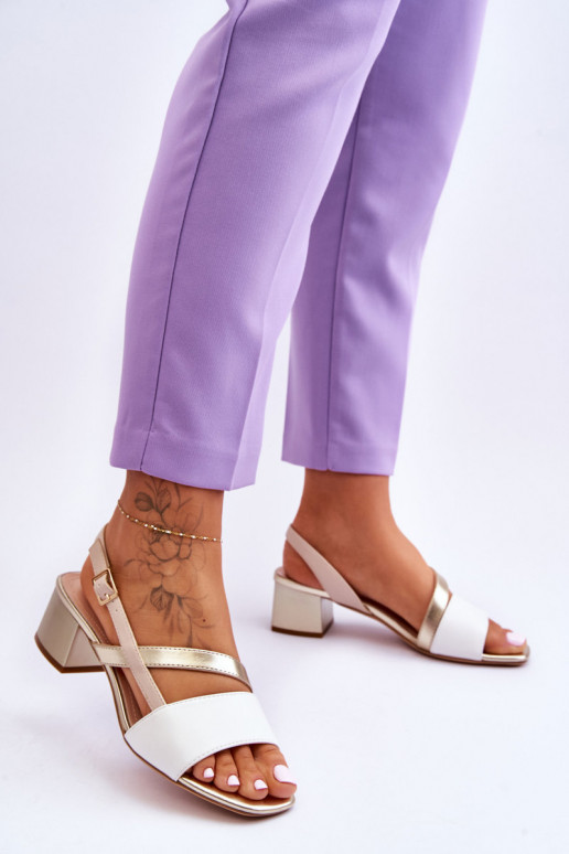 Sergio Leone Leather High Heel Sandals SK826 White and Gold Sergio Leone Leather High Heel Sandals SK826 White and Gold