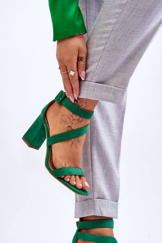Women's Suede Heel Sandals Green Lanes