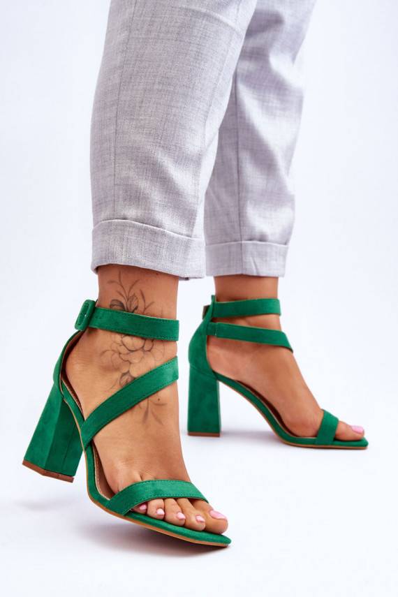 Women's Suede Heel Sandals Green Lanes
