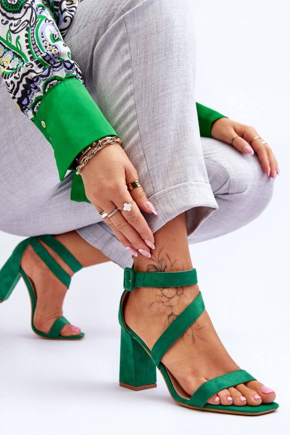 Women's Suede Heel Sandals Green Lanes