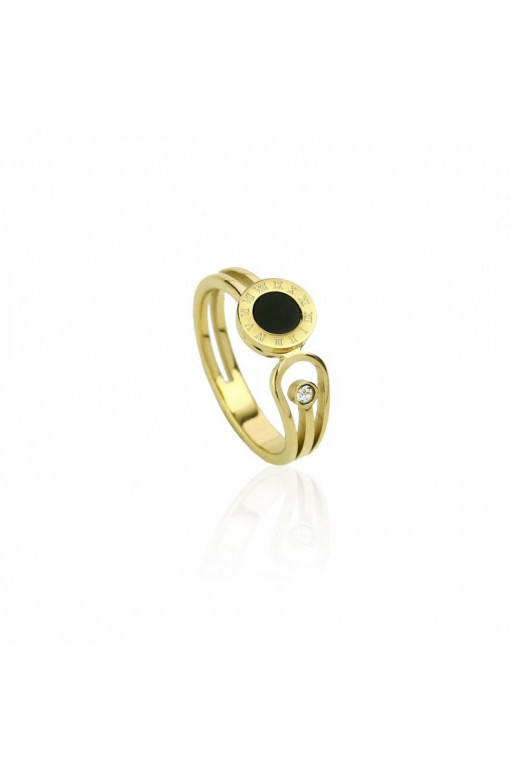 gold color-plated stainless steel ring PST593, Ring size: US9 EU20