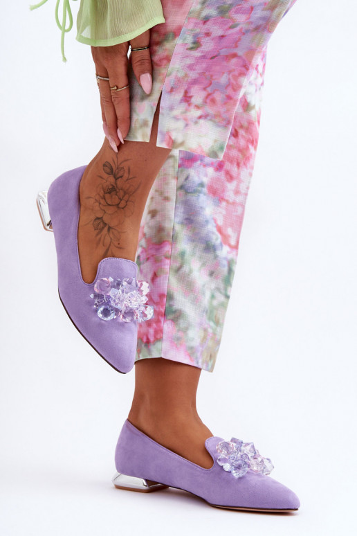 Women's Decorated Loafers With Flat Heel Violet Sloane