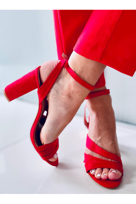 Stylish high-heeled sandals LESLIE RED