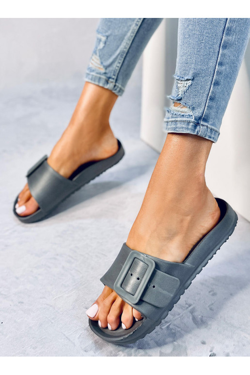 Rubber slippers with a stylish buckle ROMERO GREY