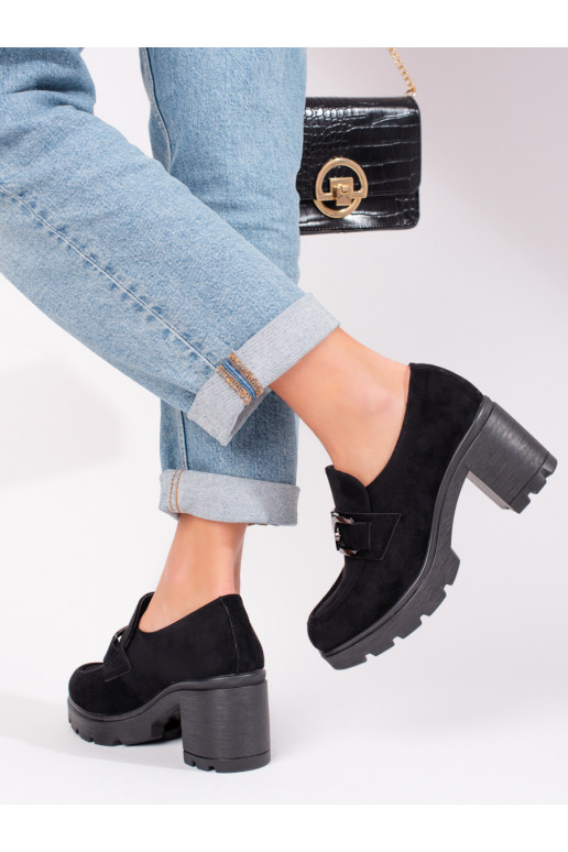 Stylish women's shoes of suede black Potocki