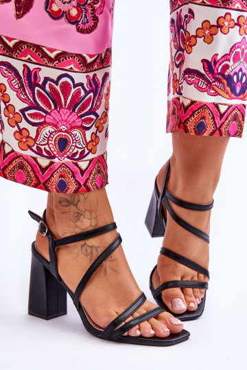 Leather Heel Sandals Black Florentina 2