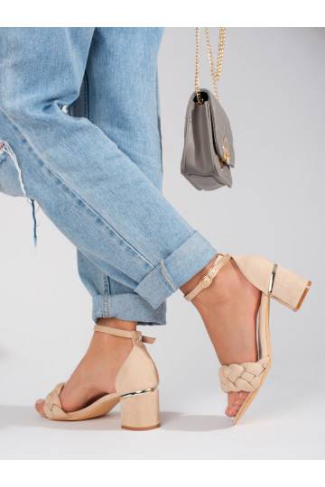 beige  sandals on the heel Shelovet  2