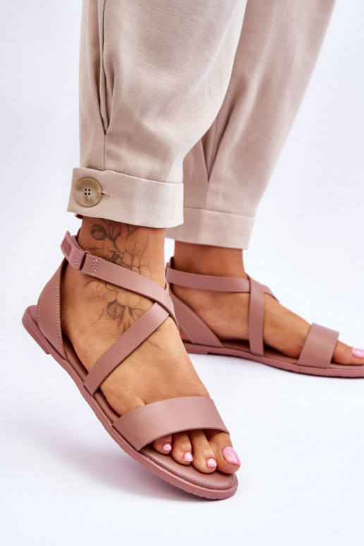 Leather Ankle Sandals Big Star LL274A163 Nude Leather Ankle Sandals Big Star LL274A163 Nude