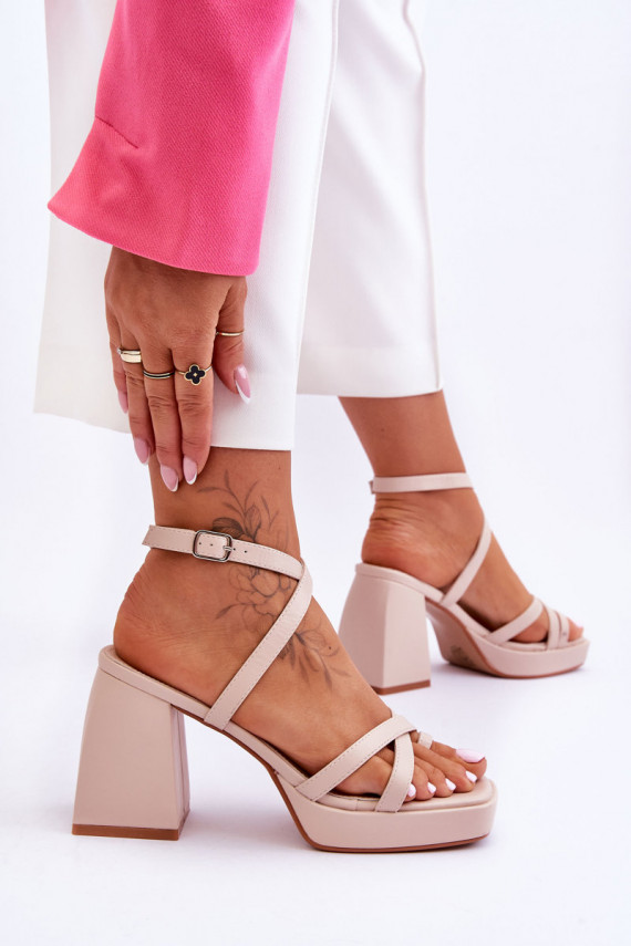 Fashionable High Heels And Platform Sandals Beige Secret Rose