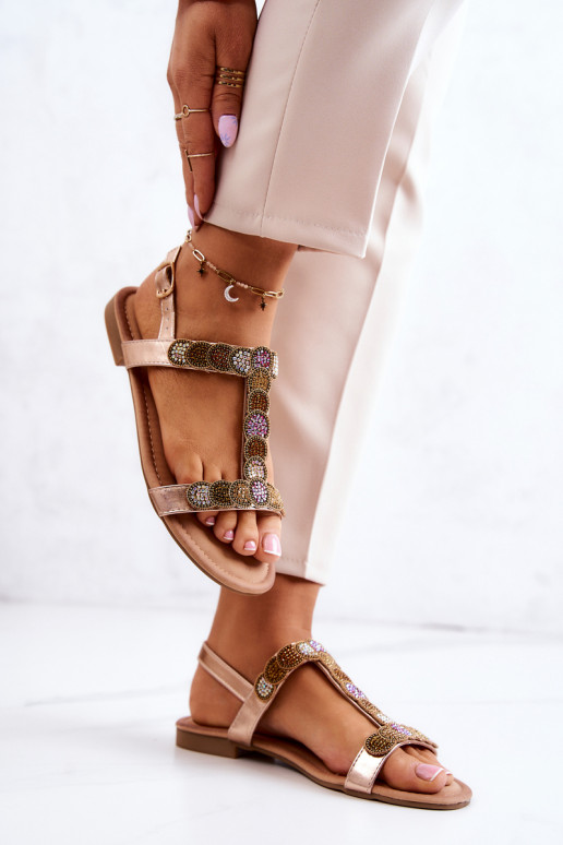 Women's Sandals With Rhinestones Rose Gold Julies