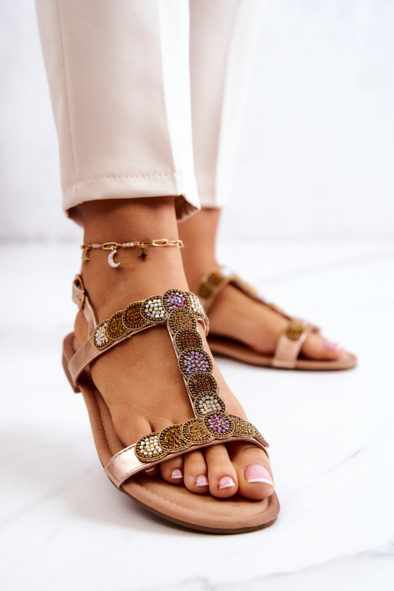 Women's Sandals With Rhinestones Rose Gold Julies