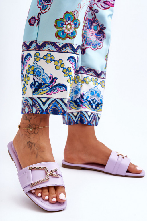 Women's Classic Slippers with Ornament Purple Impressive