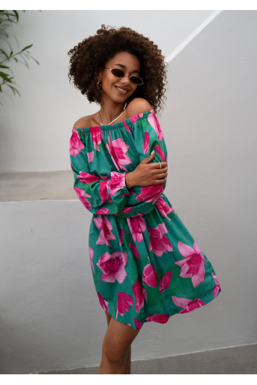 Nancy - Green floral mini dress 2