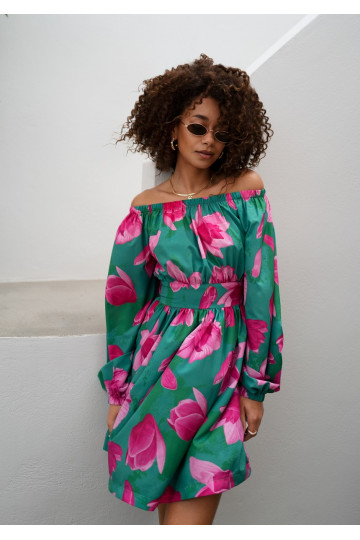 Nancy - Green floral mini dress 2